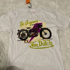 Von Dutch White and Purple Short Sleeve Tees